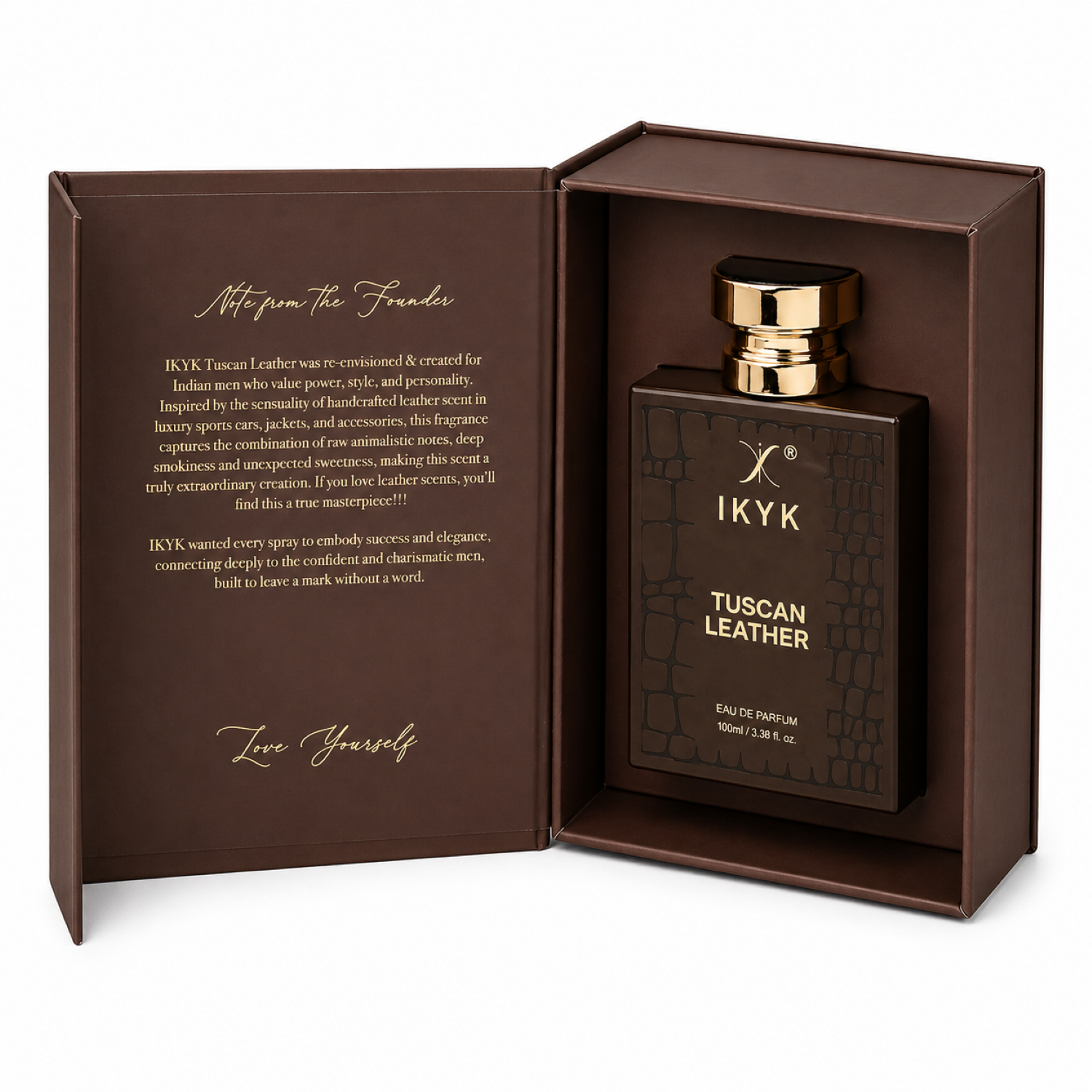 Luxury oud perfume bottle with premium branding design